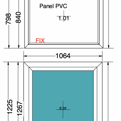 Vast raam met borstwering raam | 1064mm breed x 2107mm hoog | 70mm profiel met melkglas