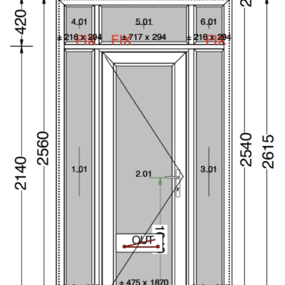 Kunststof deur pui | 120mm met aanslag | Antraciet | 1485x2615