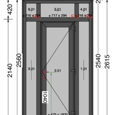 Kunststof deur pui | 120mm met aanslag | Antraciet | 1485x2615