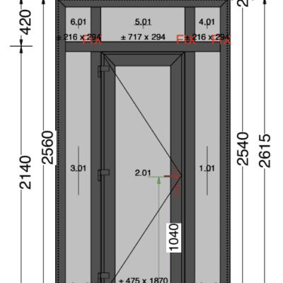 Kunststof deur pui | 120mm met aanslag | Antraciet | 1485x2615