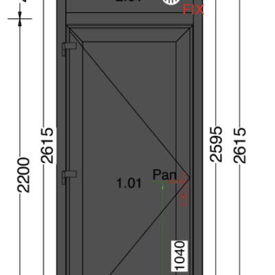 Kunststof deur met paneel | 120mm met aanslag | Antraciet | 1025x2615
