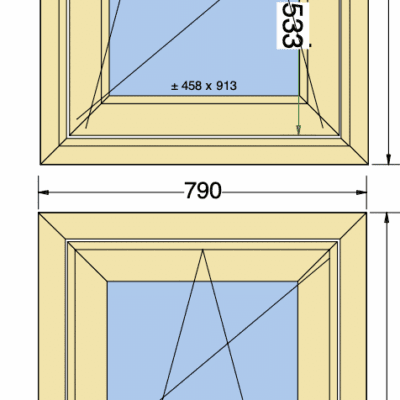 #235 Kunststof Draaikiep Kozijn | Buitendraaiend | 120mm met HVL | Verborgen scharnieren | Cremewit | 790x1245