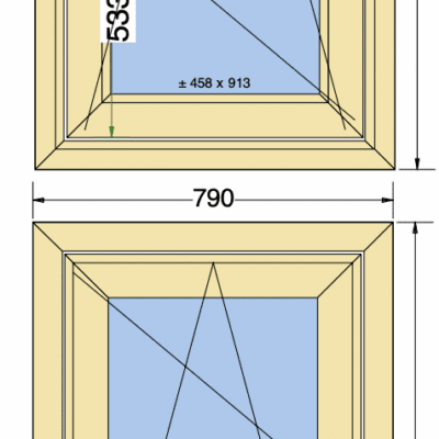 #236 Kunststof Draaikiep Kozijn | Buitendraaiend | 120mm met HVL | Verborgen scharnieren | 790x1245