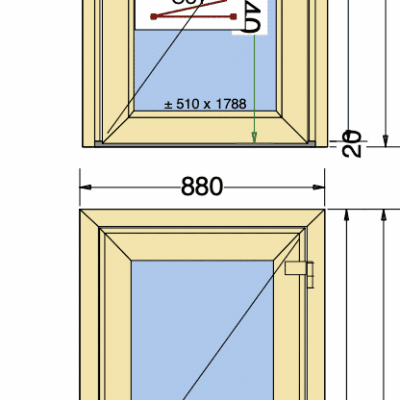 #242 Kunststof Deur | 120mm met HVL | Cremewit | 880x2100