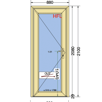 #242 Kunststof Deur | 120mm met HVL | Cremewit | 880x2100