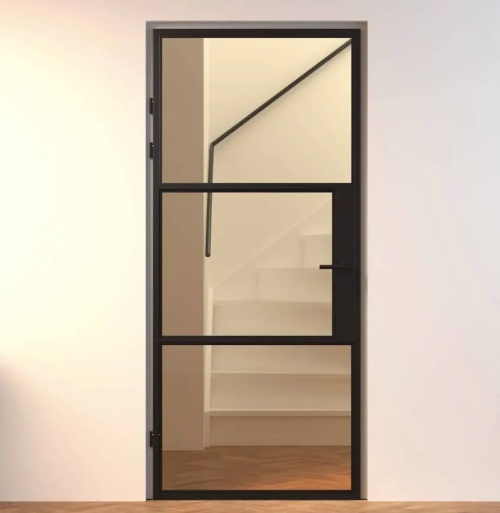 Mondana Aluminium Binnendeur zwart stomp en opdek brons glas type a