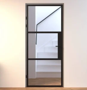Mondana Aluminium Binnendeur zwart stomp en opdek helder glas type a