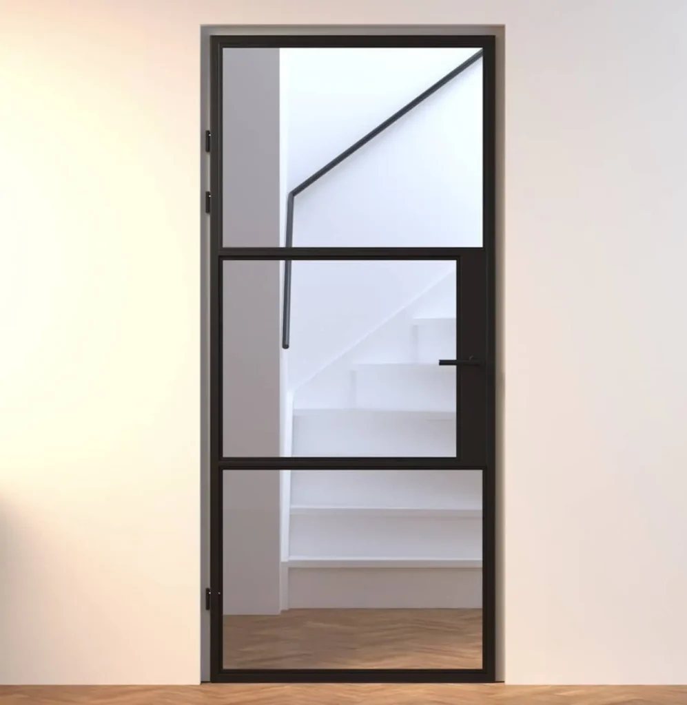 Mondana Aluminium Binnendeur zwart stomp en opdek helder glas type a