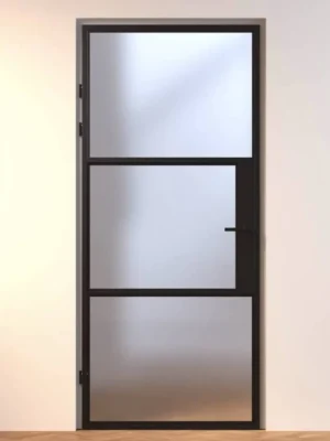 Mondana Aluminium Binnendeur zwart stomp en opdek mat glas type a