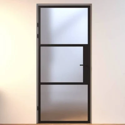 Mondana Aluminium Binnendeur zwart stomp en opdek mat glas type a
