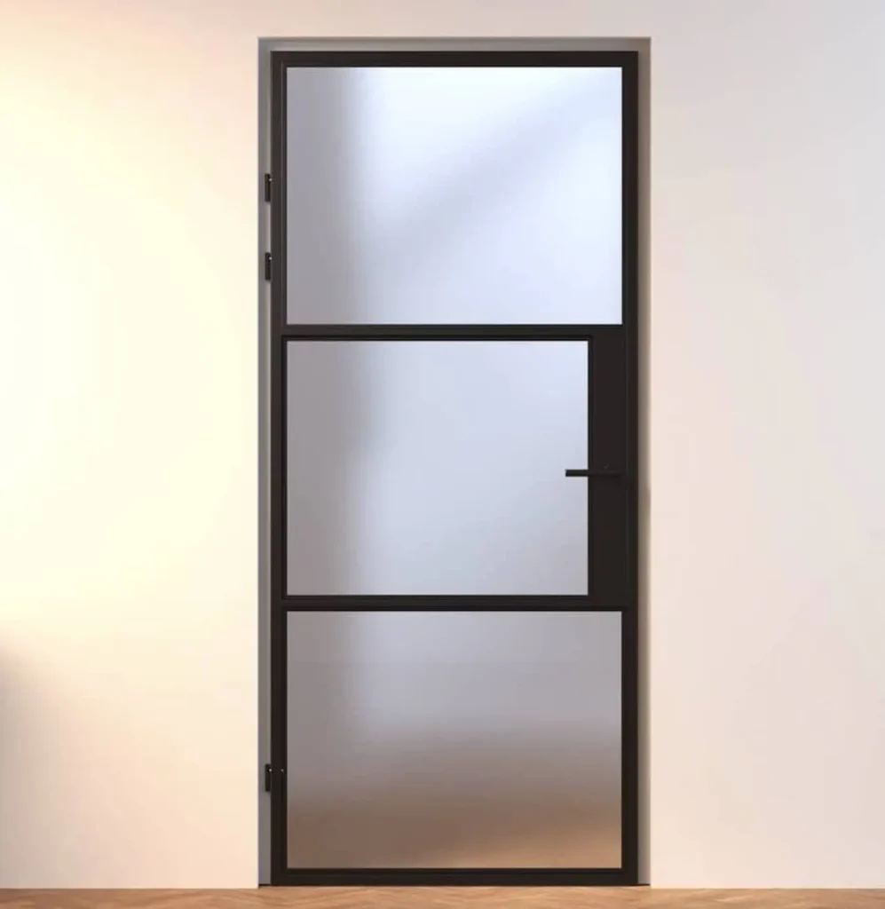 Mondana Aluminium Binnendeur zwart stomp en opdek mat glas type a