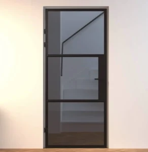Mondana Aluminium Binnendeur zwart stomp en opdek rook glas type a