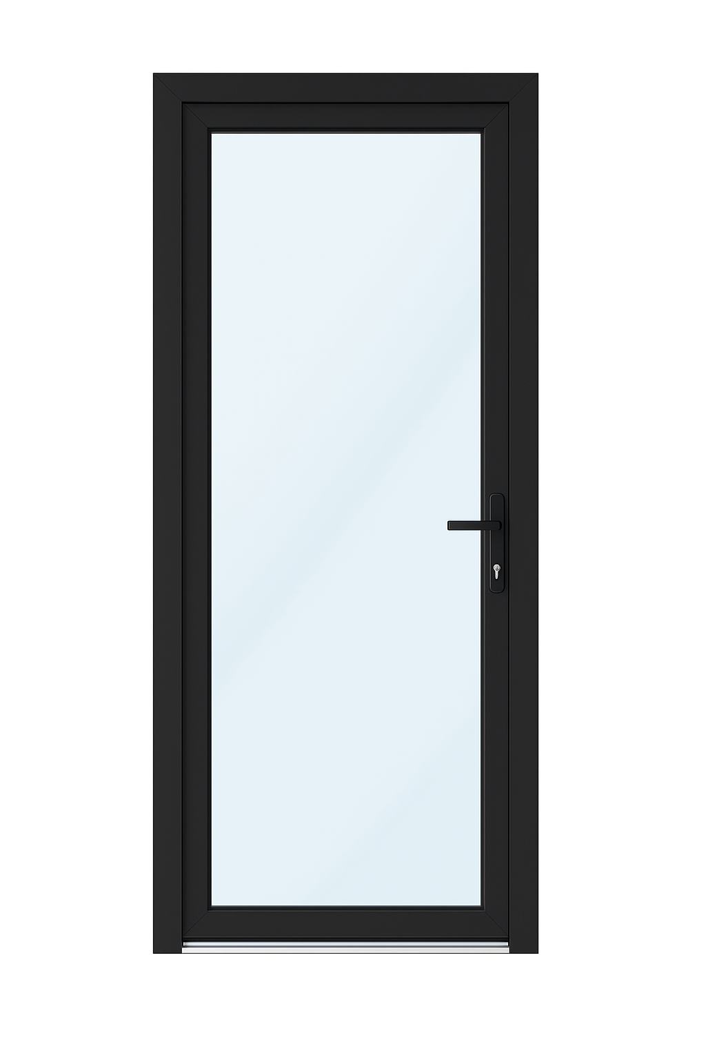 Aluminium deur met volledig glas