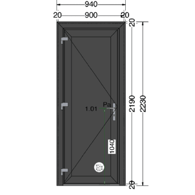 Nieuw! Zwartgrijs kunststof deur | 120mm profiel met aanslag | 940x2230