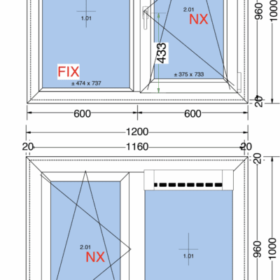 Vast-Draaikiep 1200x1000| 120mm met aanslag | Inclusief ventilatierooster
