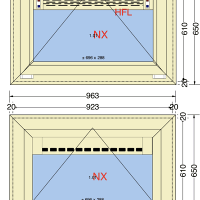 Kiep met rooster 963x650| 120mm met aanslag | Wit met houtnerf