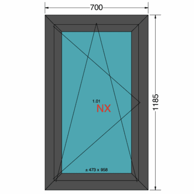 Draaikiep 700x1185| 120mm | Melkglas