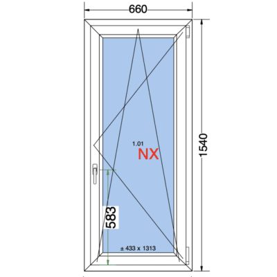 Draaikiep raam | 120mm profiel | 660x1540