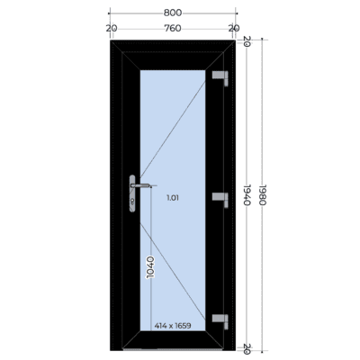 Zwart kunststof deur met kozijn outlet
