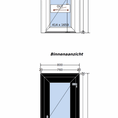 Zwart kunststof deur met kozijn outlet
